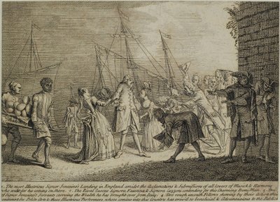 Den mest berømte Signor Senesinos lander i England, ca. 1726 af English School