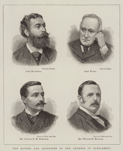 Foredragsholderne og afsendere af talen i parlamentet (gravering) af English School