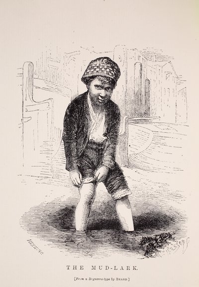 The Mud-Lark, efter en daguerreotypi af Richard Beard, illustration fra London Labor og London Poor af Henry Mayhew, pub. 1862 af English School