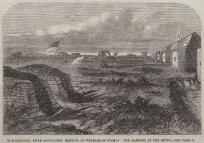 The National Rifle Association Meeting on Wimbledon Common, the Markers at the Butts (gravering) af English School