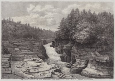 De naturlige trin ved floden Montmorency, nær Quebec (gravering) af English School