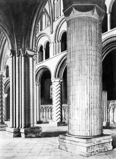 The Nave of Durham Cathedral, 1800-tallet af English School