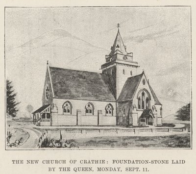 Die neue Kirche von Crathie, Grundsteinlegung durch die Königin, Montag von English School