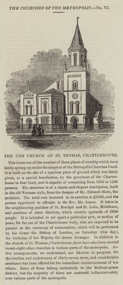 The New Church of St Thomas, Charterhouse (gravering) af English School