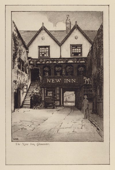 The New Inn, Gloucester (litografi) af English School