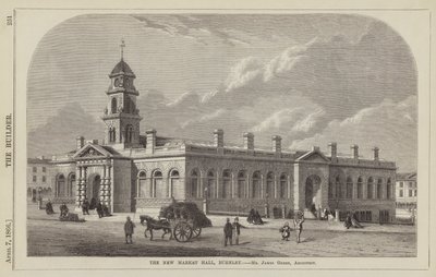 The New Market Hall, Burnley, Mr James Green, arkitekt (gravering) af English School