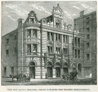 The New Savoy Theatre, front mod Thames Embankment af English School