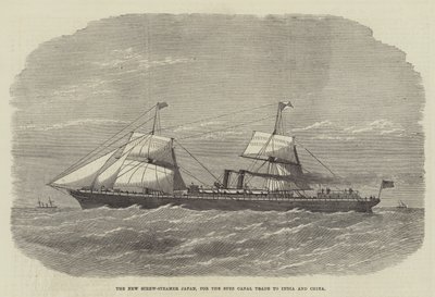 The New Screw-Steamer Japan, til Suez-kanalhandelen til Indien og Kina (gravering) af English School