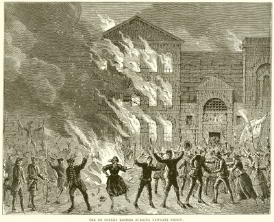 No Popery Rioters brænder Newgate Prison af English School