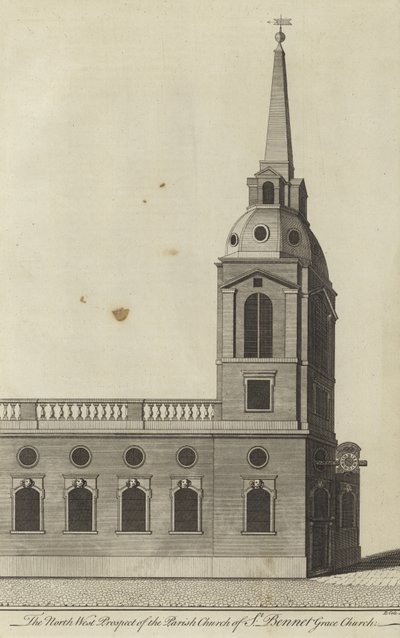 The North West Prospect of the Parish Church of St Benet Gracechurch, London af English School