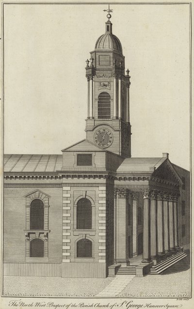 The North West Prospect of the Parish Church of St George, Hanover Square, London af English School