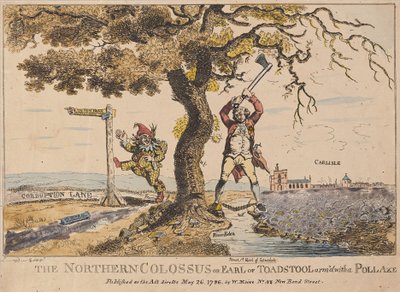 The Northern Colossus eller Earl of Toadstool, pub. 1786 (håndfarvet gravering) af English School