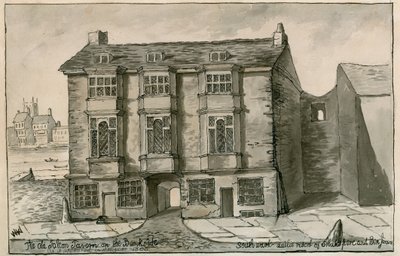 The Old Falcon Tavern på Bank-siden, som den så ud i år 1805 af English School