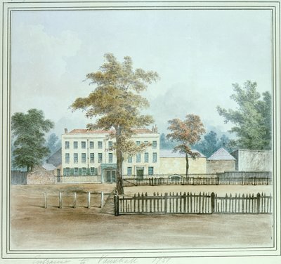 Det gamle hus og indgangen til Vauxhall Gardens, 1751 af English School