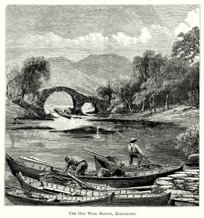 The Old Weir Bridge, Killarney (kobberstik) af English School