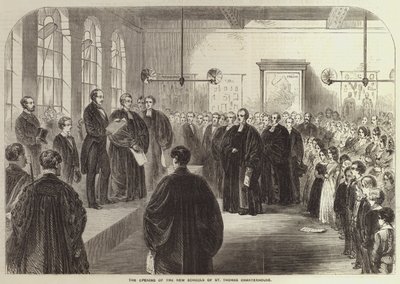 Åbningen af de nye skoler i St Thomas Charterhouse (gravering) af English School