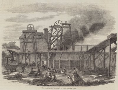 The Page Bank Colliery-Pit on Fire (gravering) af English School
