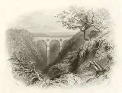 Peaths Bridge og Ravine, Berwickshire af English School