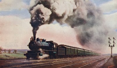 Pennsylvania Limited i fuld fart, Pennsylvania Railroad, USA af English School