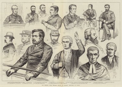 Phoenix Park Murder Trials i Dublin, skitser i retten af English School