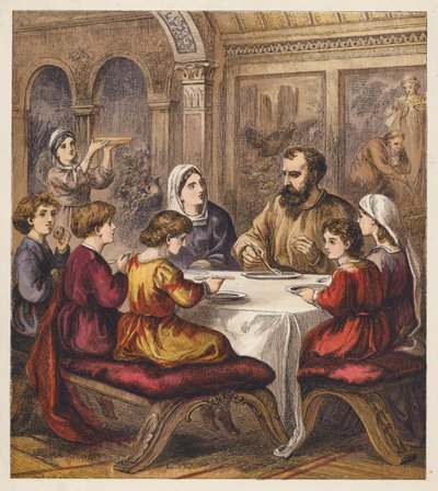 Pilgrimsbørnene (farvelitografi) af English School