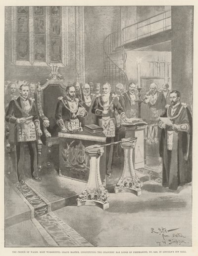 Prinsen af Wales, mest tilbedende stormester, der udgør Chancery Bar Lodge of Freemasons, nr. 2456, i Lincoln