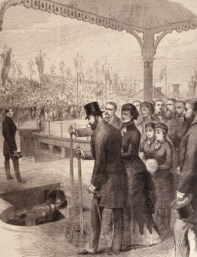 Prinsen af Wales åbner New North Docks i Liverpool, fra The Illustrated London News, 17. september 1881 af English School