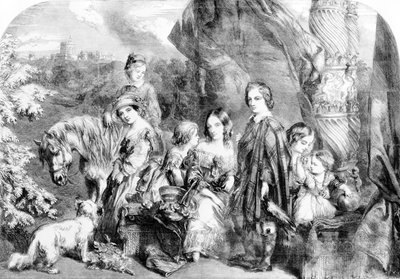 Dronningen og hendes børn i Windsor Great Park, fra "Illustrated London News", 1852 af English School