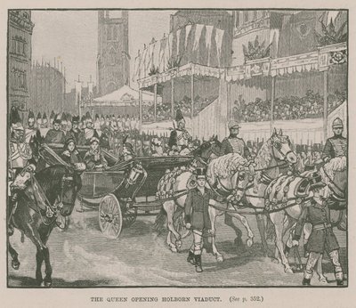 Dronningen åbner Holborn Viaduct, London af English School