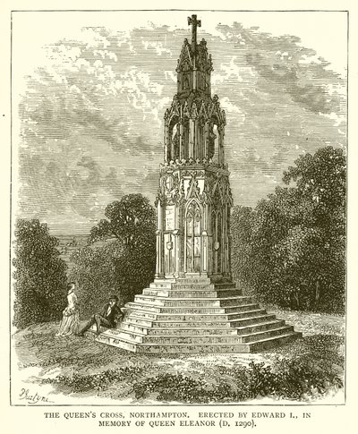 Queens Cross, Northampton. Opført af Edward I, til minde om dronning Eleanor (D. 1290) af English School