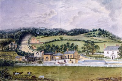 The Railway Terminus, Kent, ca. 1860 (wc på papir) af English School