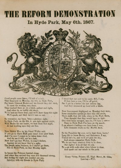Reformdemonstrationen i Hyde Park, 6. maj 1867 af English School