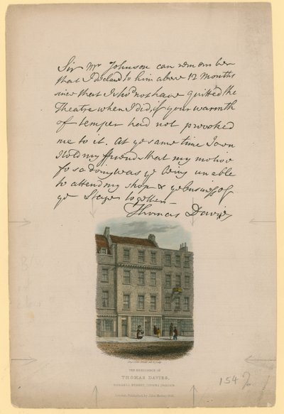 The Residence of Thomas Davies, Russell Street, Covent Garden, London af English School