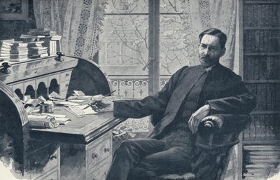 Pastor Hugh Price Hughes i hans studie (litho) af English School