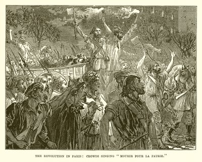 The Revolution in Paris: Crowds Singing To die for the country af English School