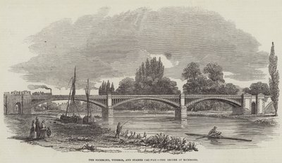 Richmond, Windsor og Staines Railway Bridge ved Richmond (gravering) af English School