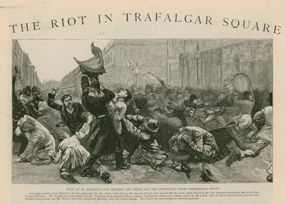 Der Aufruhr am Trafalgar Square: Kampf in der St. Martins Lane zwischen der Polizei und der Abordnung von Clerkenwell Green von English School