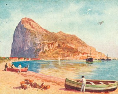 Gibraltarklippen (farvelitografi) af English School