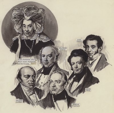 Rothschild-familien (gouache på papir) af English School