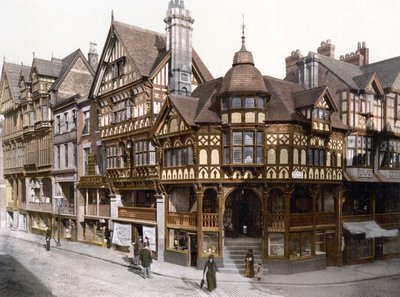 The Rows, Chester (håndfarvet foto) af English School