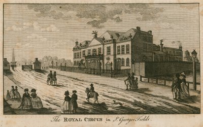 The Royal Circus i St Georges Fields, Surrey, nær Obelisken af English School