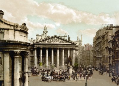 The Royal Exchange, London (håndfarvet foto) af English School