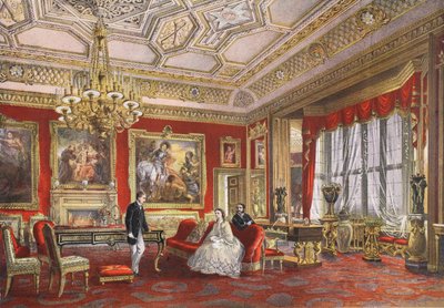The Rubens Room, Windsor Castle, fra A Memorial of the Marriage of Edward VII and Alexandra of Denmark, pub. 1864 af English School