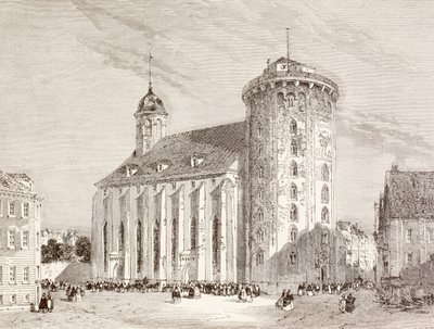 Rundetårnet eller Rundetårn i København, Danmark i det nittende århundrede (litho) af English School