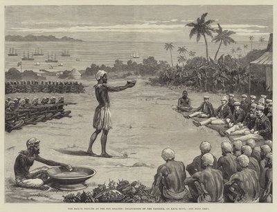 Sømandsprinserne ved Fiji-øerne, Incantation of the Yangona eller Kava Bowl (gravering) af English School