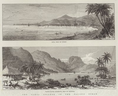 Samoa-øerne i Stillehavet (gravering) af English School