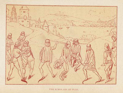 The Scholars at Play (farvelitografi) af English School