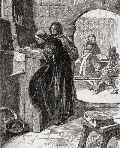 The Scriptorium of a Monastery, fra bogen The Church of England: A History for the People, udgivet ca. 1910 af English School