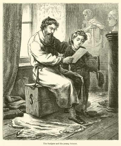 Billedhuggeren og den unge maler (stik) af English School