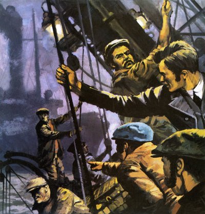Havulven. Illustration til bogen af Jack London. af English School